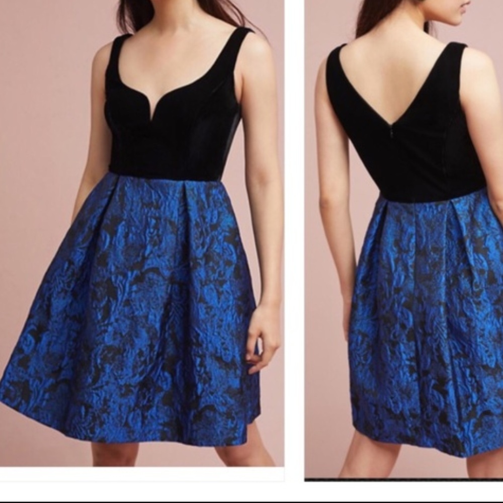 ANTHROPOLOGIE Velvet & Jacquard Dress size 0 new with tag - Picture 4 of 7